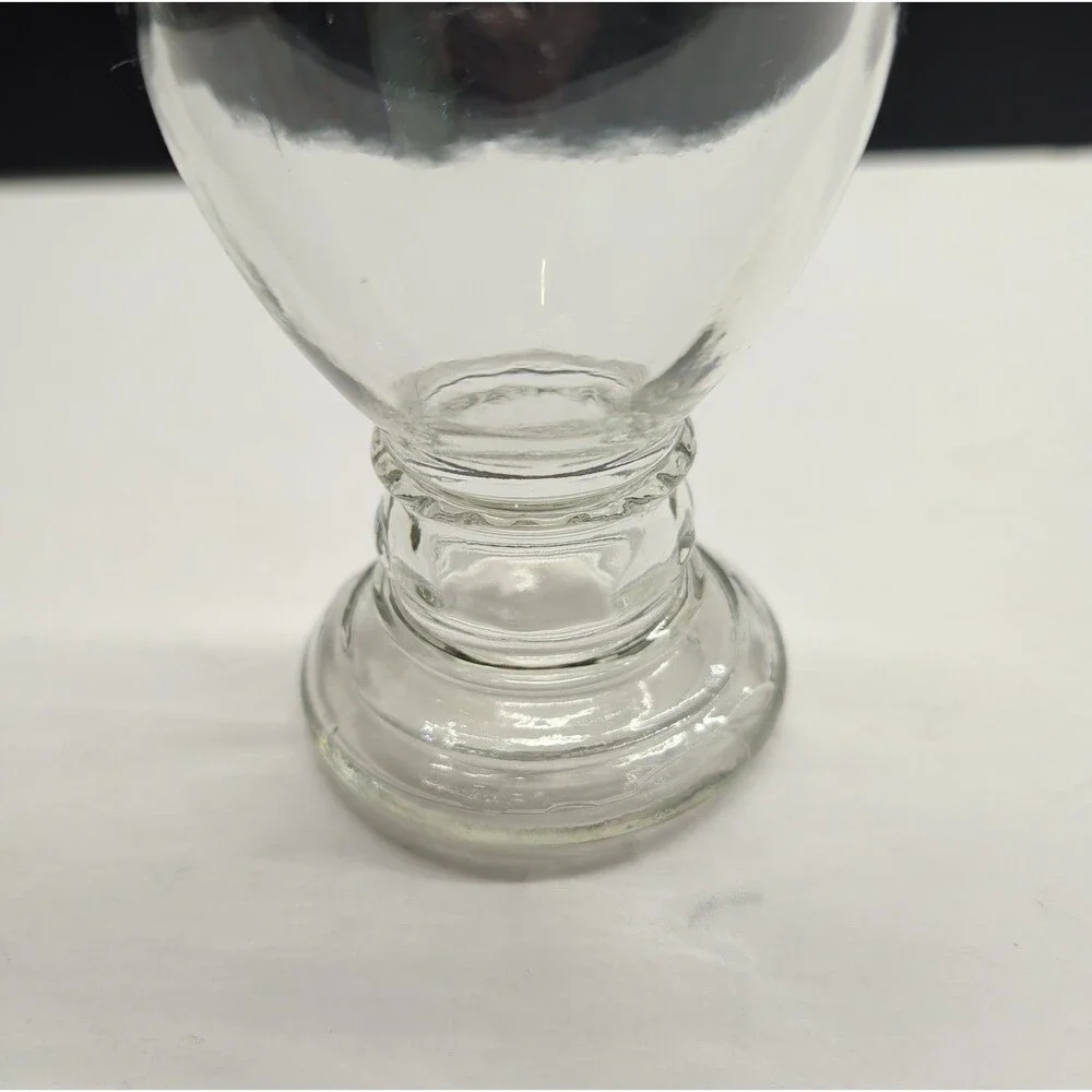 ​Vintage Clear Glass Pedestal Apothecary Jar Lidded Candy Dish Urn